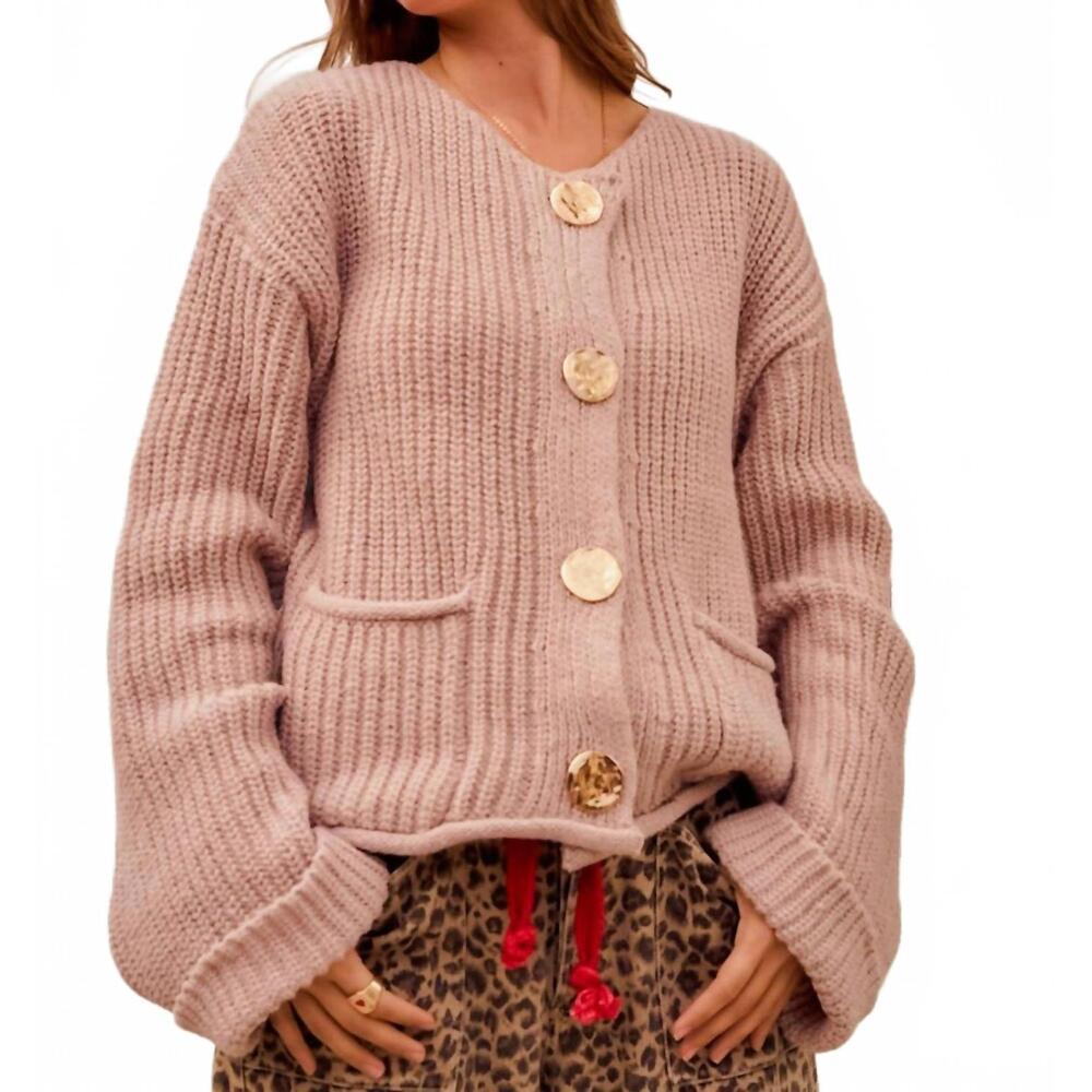 NEW LOVLOV mila button front cardigan in mauve pink